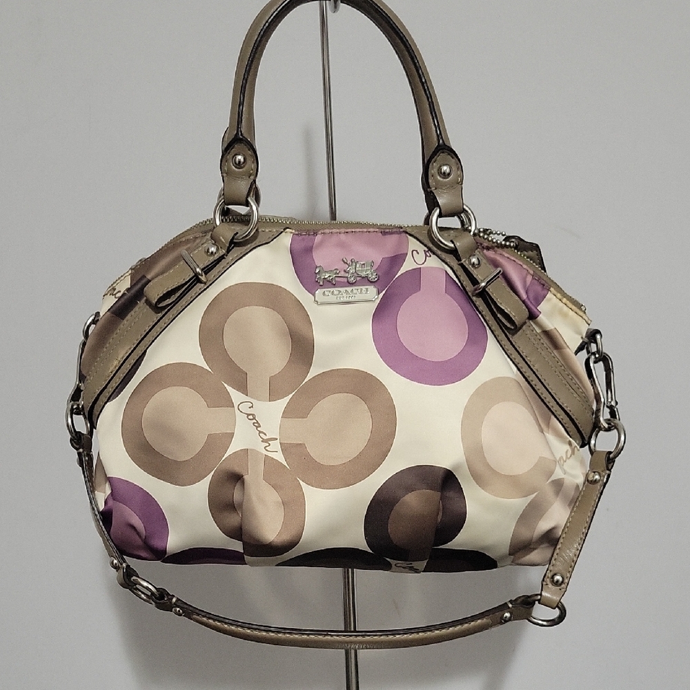 Coach Purple and Brown Satchel with Signature Design